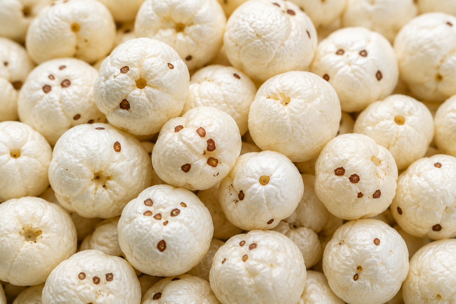 Close-up of raw makhana seeds