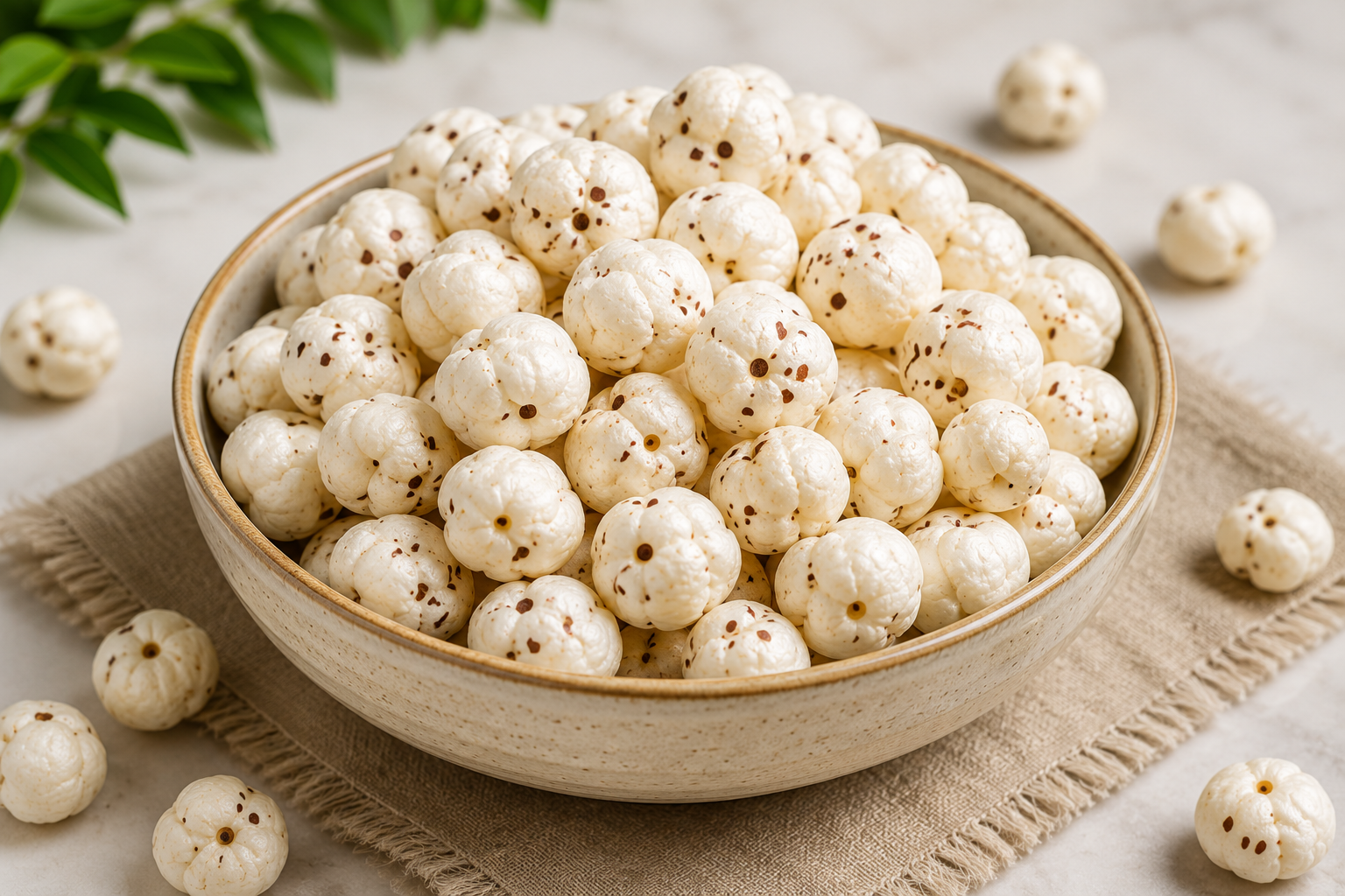 Plain makhana served in a bowl as a snack